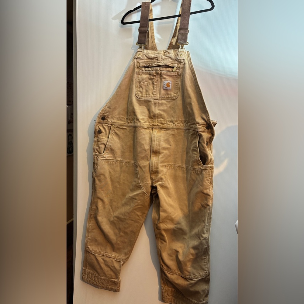 Vintage Carhartt Bib Overalls 48x28 Tan Workwear USA